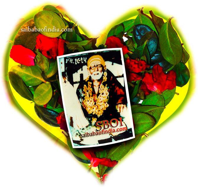 (Original Photo of Shirdi Sai Baba in colour inside the Heart )