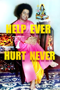HELP EVER HURT NEVER - SATHYA SAI BABA SAYINGS AND PICTURE WALLPAPER PHOTO IMAGE